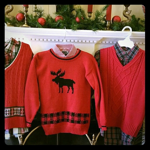 Boys 2-pc. Winter Moose Ensemble 7/8 Sweater & CandyCane Shirt 🎁 - Picture 5 of 6